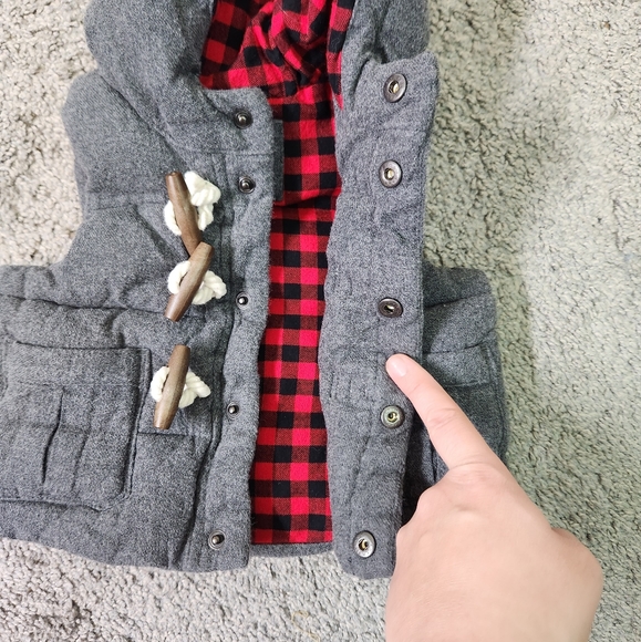 Baby Gap Boys Puffer Hooded Vest Grey Button Up 100% Cotton Size 0-6 mo - Picture 5 of 10
